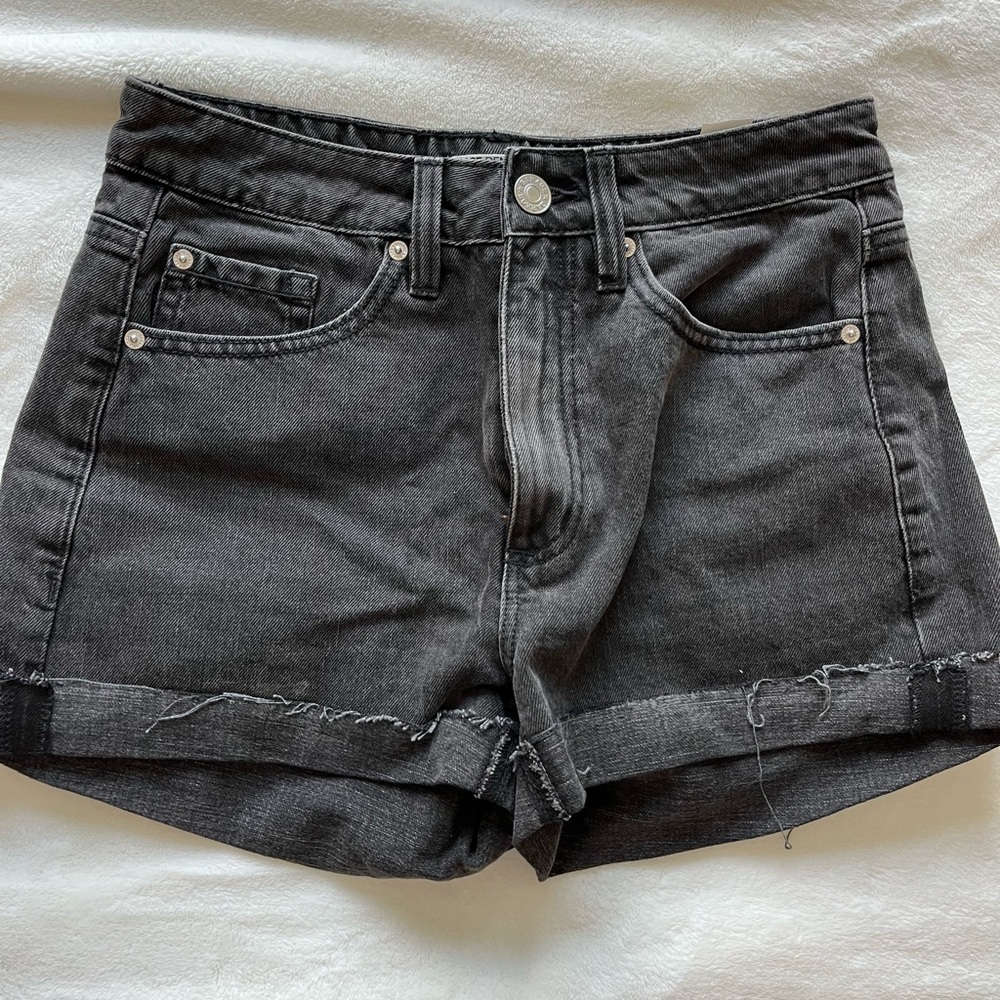 Black Denim Mom shorts from Garage